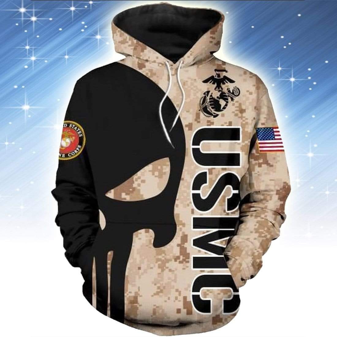 Friday89 Veteran Hoodie Mens Womens USMC Hoodie US Marine Corps  All Over Print Shirt