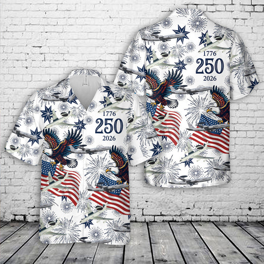 US Air Force Boeing E-3 SentryUSA 250th Anniversary  1776-2026 Patriotic Hawaiian Shirt