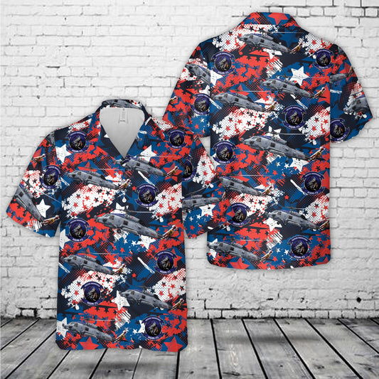 US Navy HSM-72 Helicopter Maritime Strike Squadron Seven-Two MH-60R Seahawk, 4th Of July Hawaiian Shirt