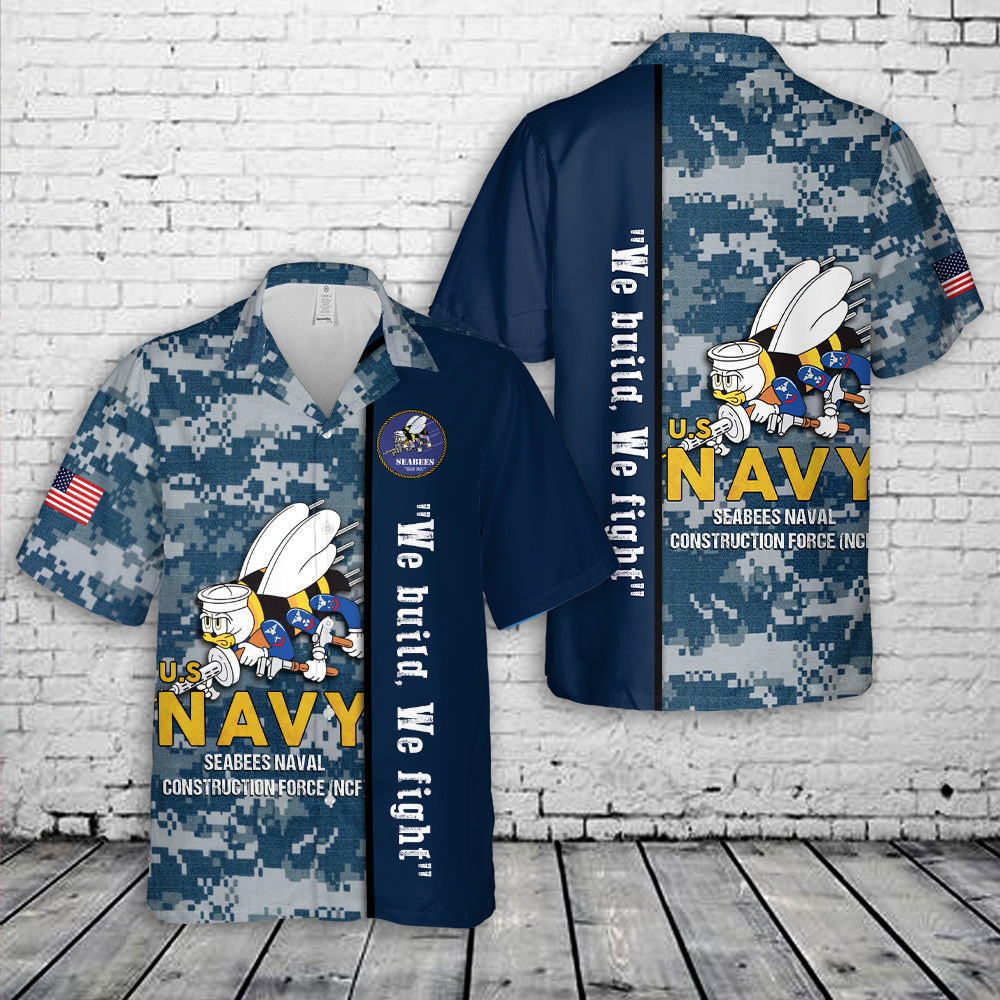 US Navy SEABEES Naval Construction Force (NCF) Hawaiian Shirt