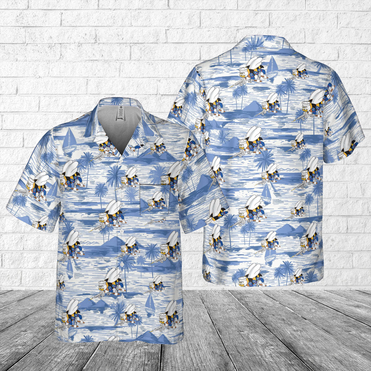US Navy SEABEES Naval Construction Force (NCF) Pocket Hawaiian Shirt