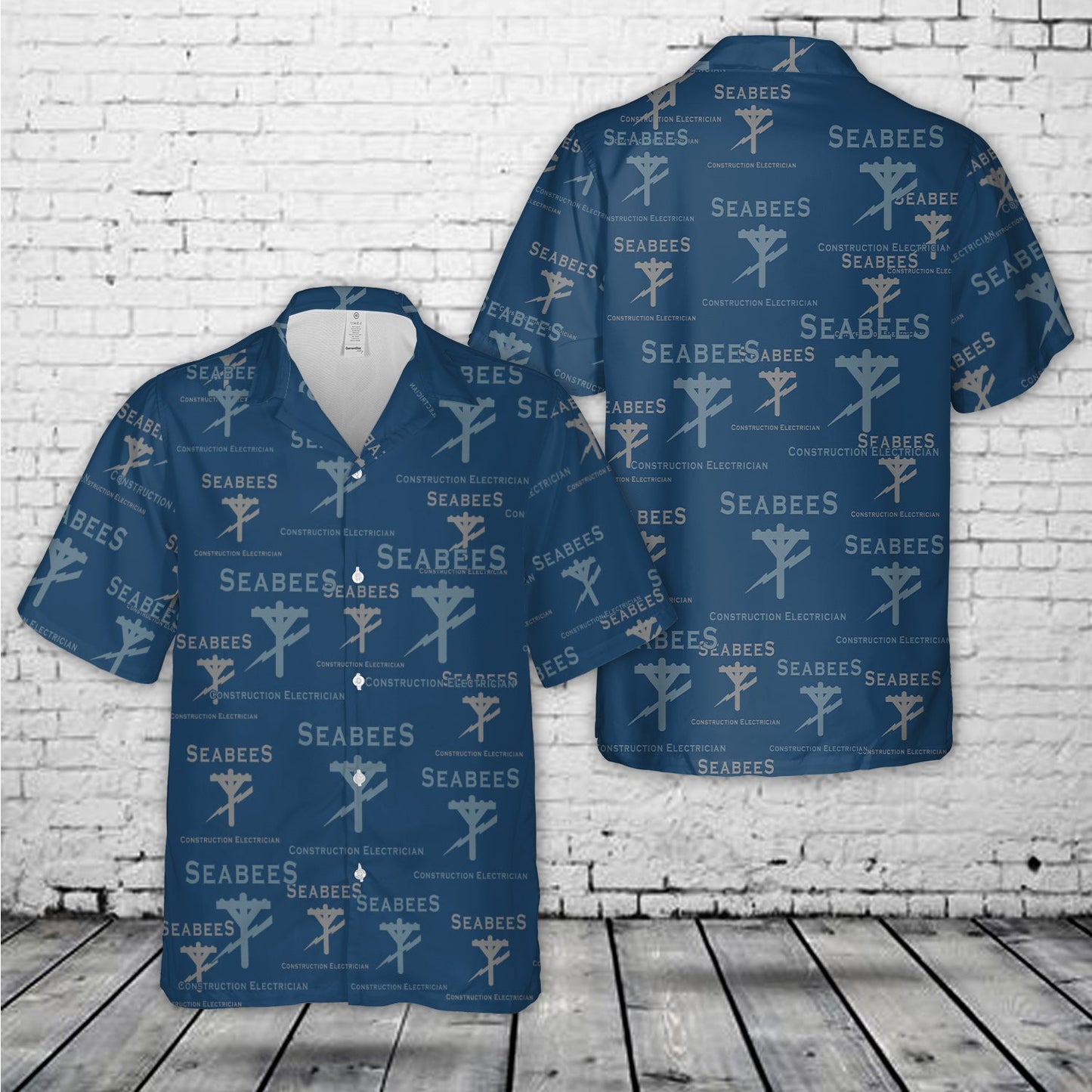 US Navy Seabee CE - Constructon Electrician Silhouette Hawaiian Shirt