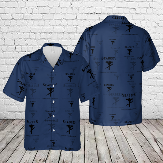 US Navy Seabee CE - Constructon Electrician Silhouette Hawaiian Shirt