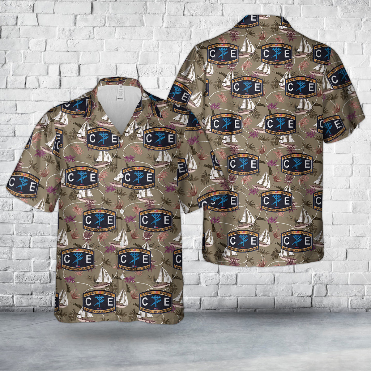 US Navy Seabee Construction Electrician CE Hawaiian Shirt