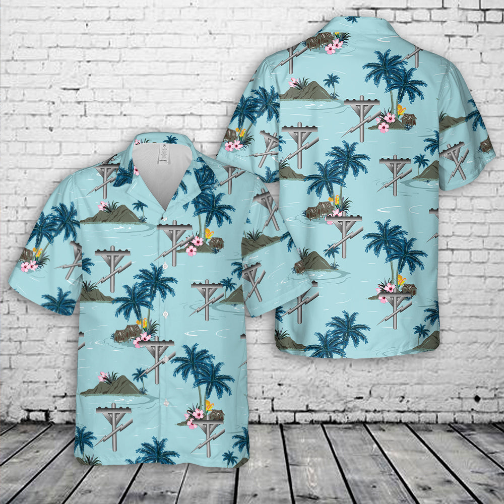 US Navy Seabee Construction Electrician (CE) Rate Insignia Hawaiian Shirt