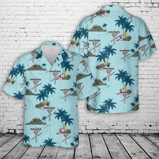 US Navy Seabee Construction Electrician (CE) Rate Insignia Hawaiian Shirt