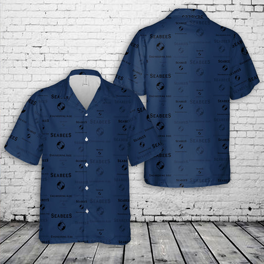 US Navy Seabee EA - Engineering Aide Silhouette Hawaiian Shirt