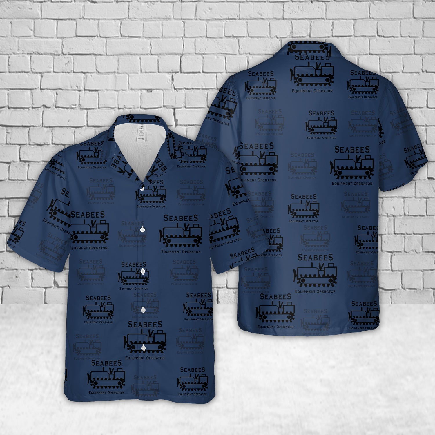 US Navy Seabee EO - Equipment Operator Silhouette Hawaiian Shirt
