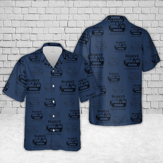US Navy Seabee EO - Equipment Operator Silhouette Hawaiian Shirt