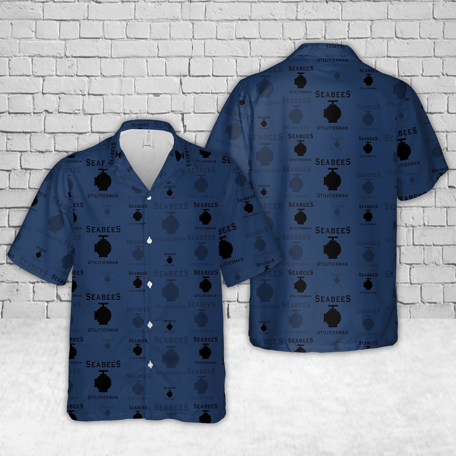 US Navy Seabee UT - Utilitiesman Silhouette Hawaiian Shirt