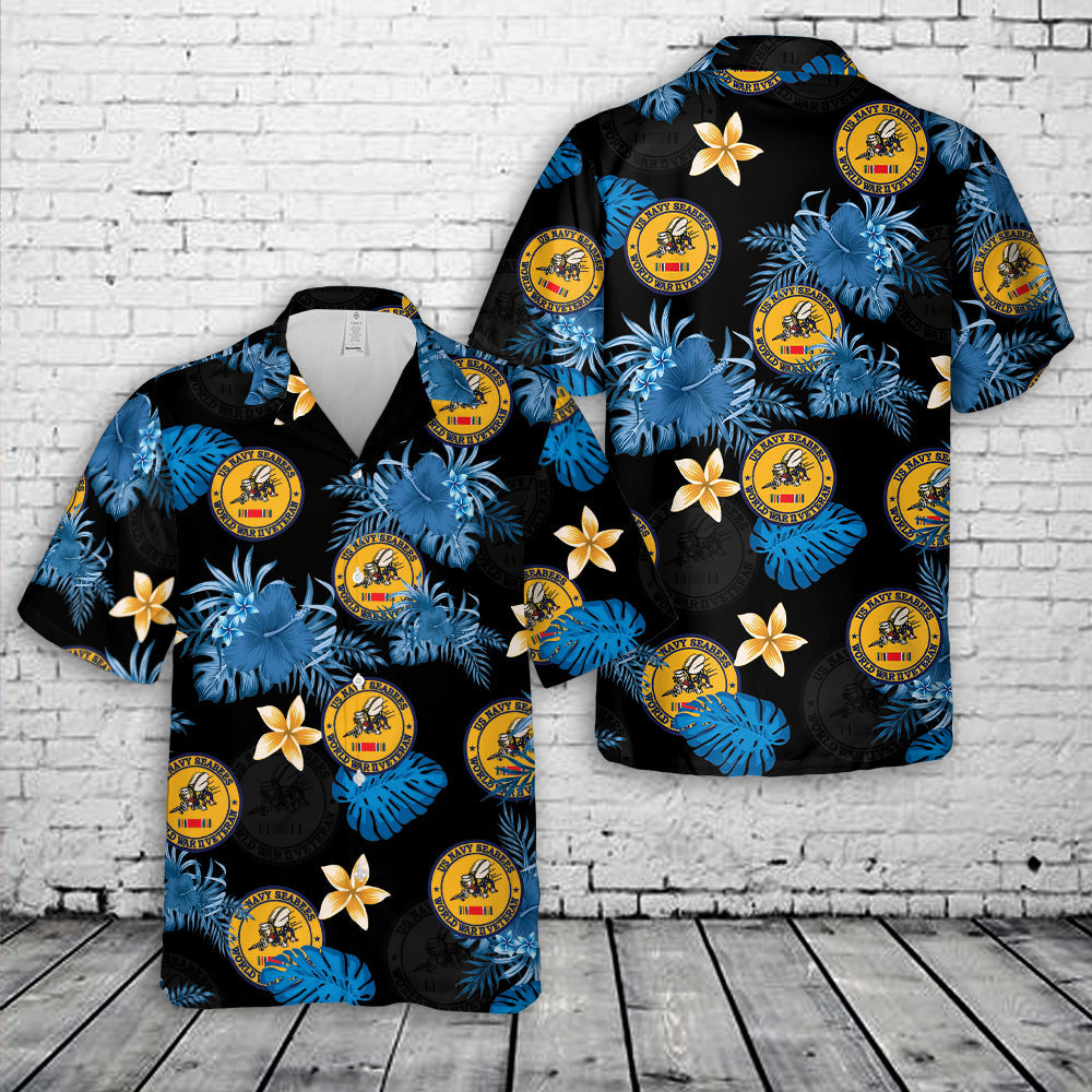 US Navy Seabees World War II Veteran Hawaiian Shirt