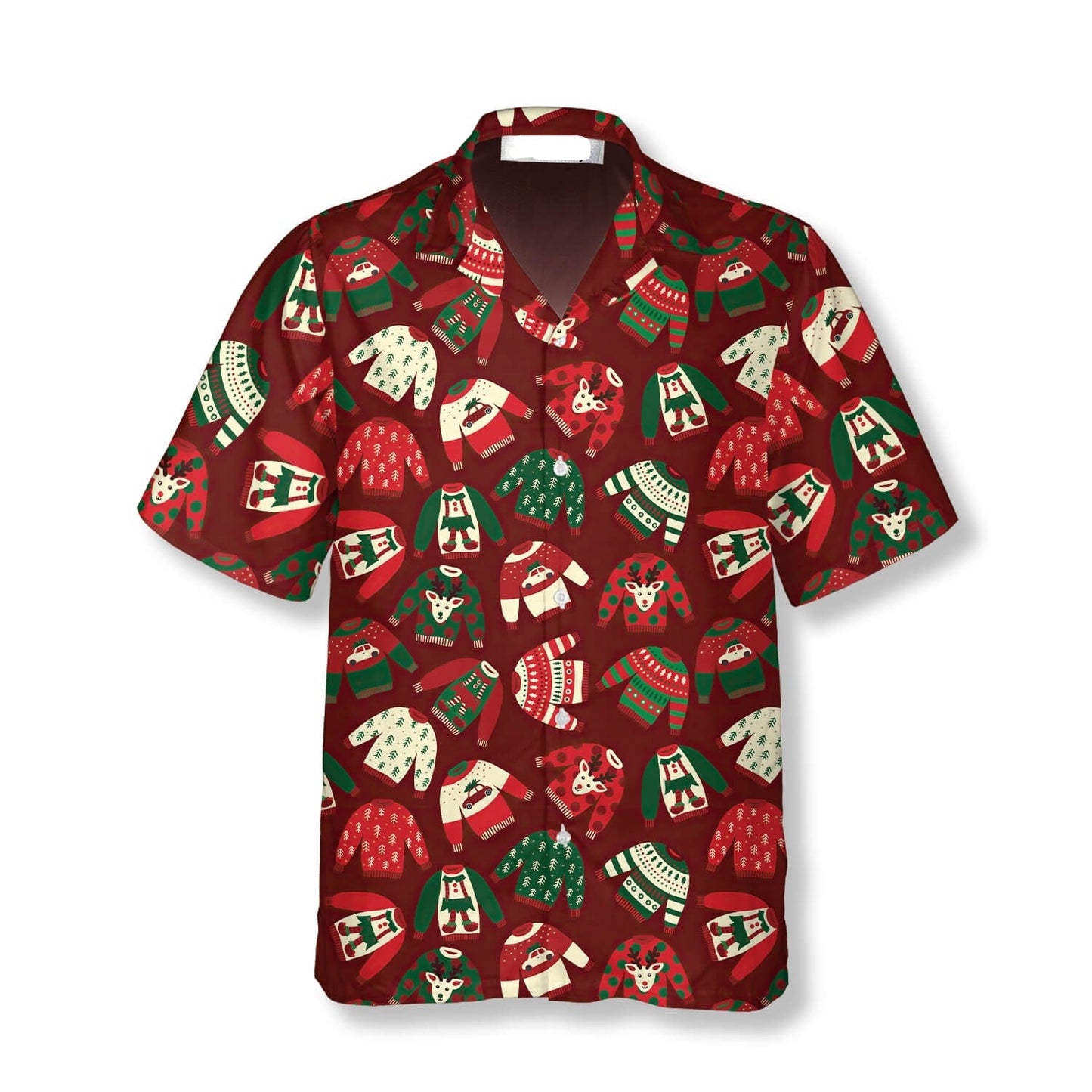 NoClaws Christmas Hawaii Shirt Ugly Christmas Sweaters Pattern Hawaiian Shirt Red Unisex