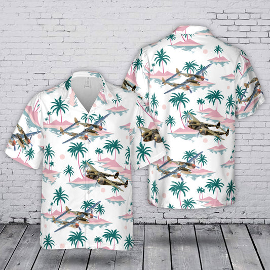 United States Army Air Forces (USAAF) Lockheed P-38J Lightning Air Museum Hawaiian  Shirt