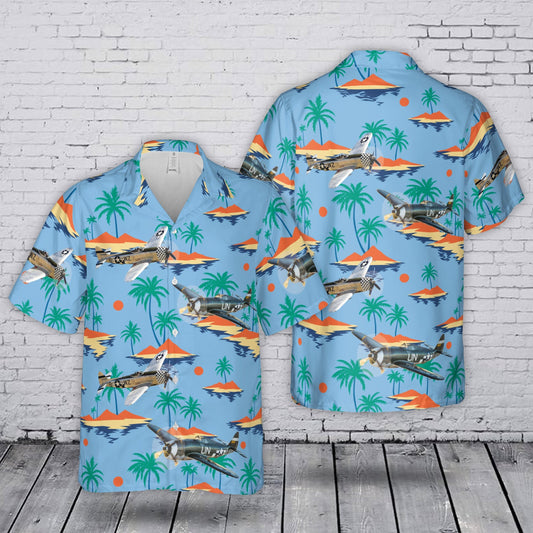 United States Army Air Forces (USAAF) P-47G Thunderbolt Air Museum Hawaiian Shirt