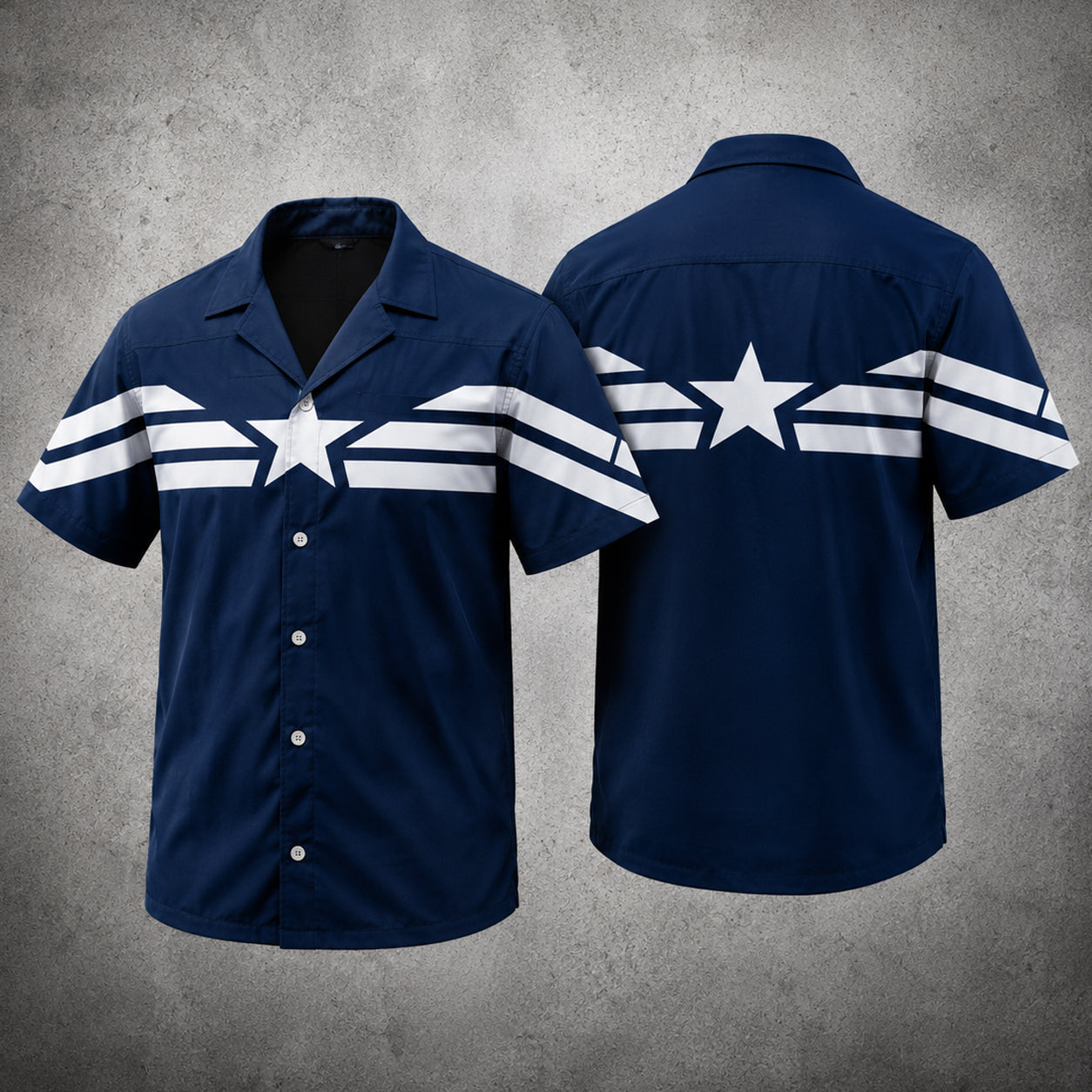 Captain Inspired Hawaiian Shirt Superhero Star Button Up Gift