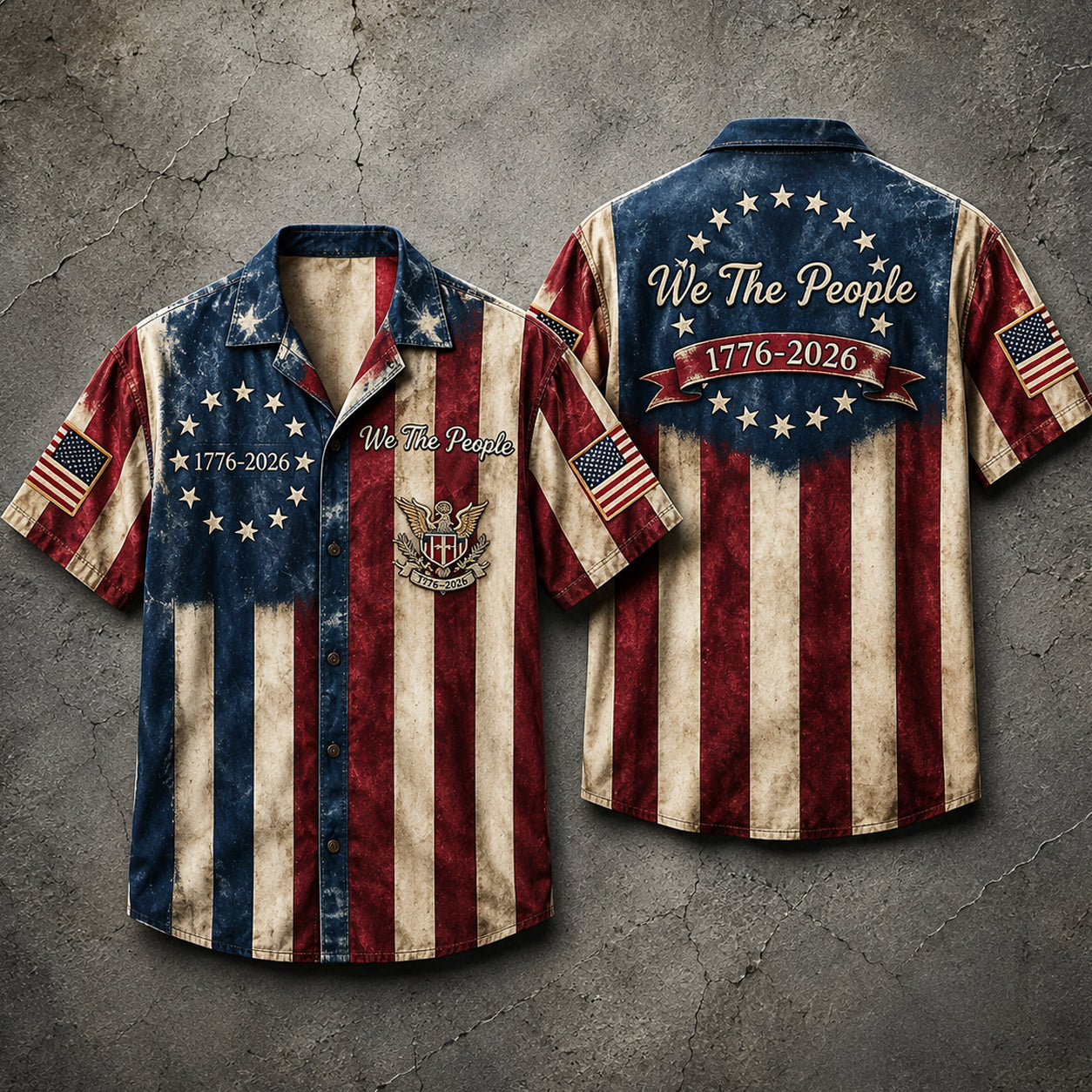We The People 1776-2026 USA Flag Hawaii Shirt Patriotic Aloha Shirt