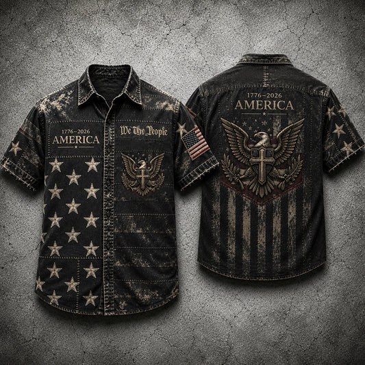 Vintage America 250 Hawaii Shirt Patriotic Eagle We The People Aloha Shirt