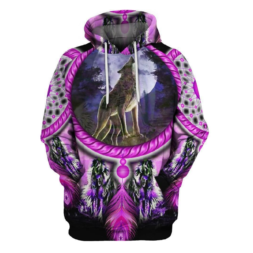 Gifury Native American Shirt Native American Wolf Violet Dreamcatcher Hoodie Native American Hoodie Native American Apparel 2022