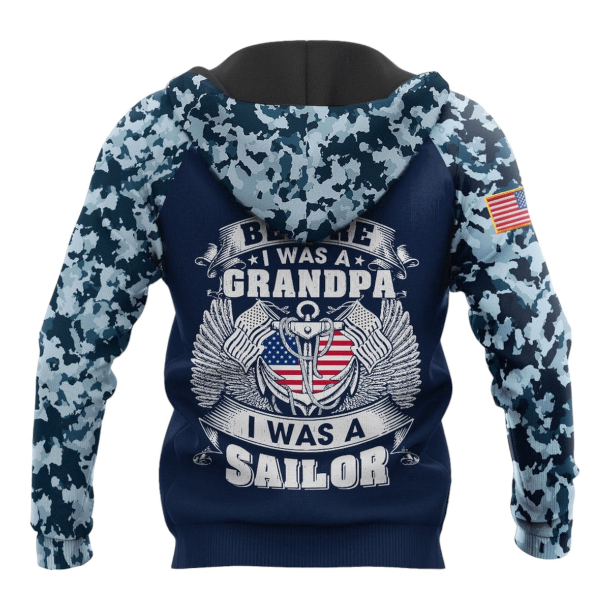 Veteran Hoodie Before I Was A Grandpa I Was A Sailor Hoodie Blue Unisex