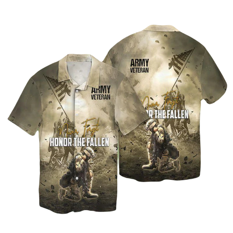NoClaws Veteran Hawaii Shirt Never Forget Honor The Fallen Veteran Hawaiian Shirt Gray Unisex