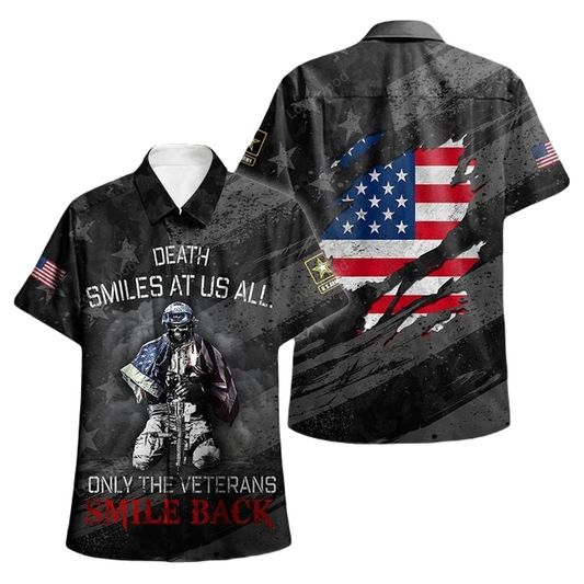 NoClaws Veteran Hawaii Shirt Only The Veterans Smile Back Hawaiian Shirt Black Unisex
