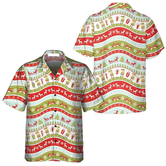 NoClaws Christmas Hawaii Shirt Christmas Elf Gift Reindeer Pattern Hawaiian Shirt Colorful Unisex