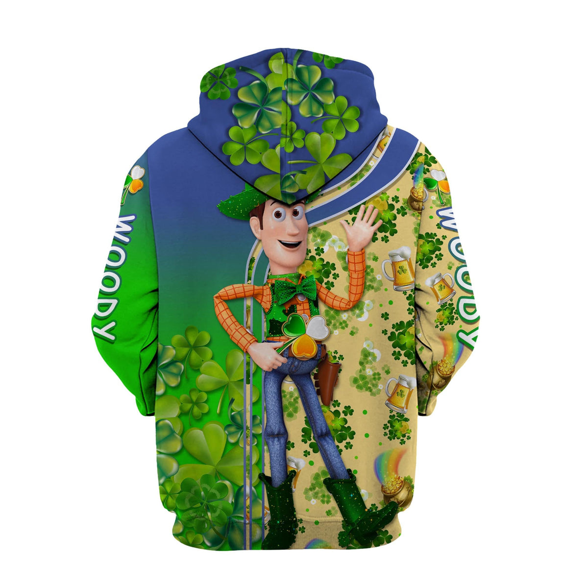 Toy Story Hoodie DN Toy Story Woody St Patrick Day Hoodie Yellow Green Unisex