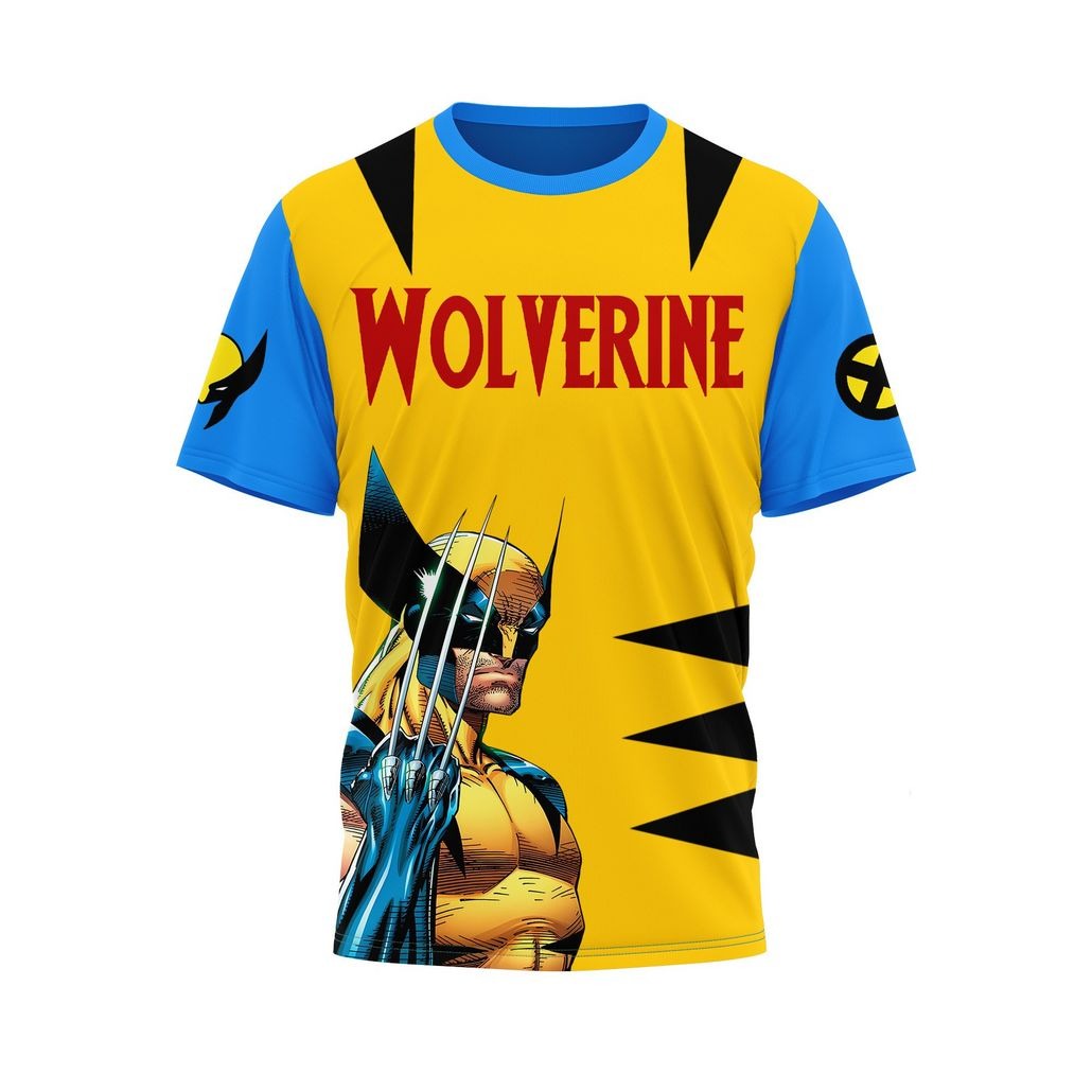 Wolverine T-shirt MV Man Made Me A Weapon T-shirt Yellow Blue Unisex