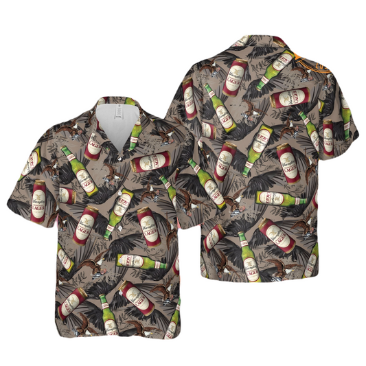 NoClaws Yuengling Hawaii Shirt Yuengling Bottle And Can Pattern Hawaiian Shirt Gray Unisex