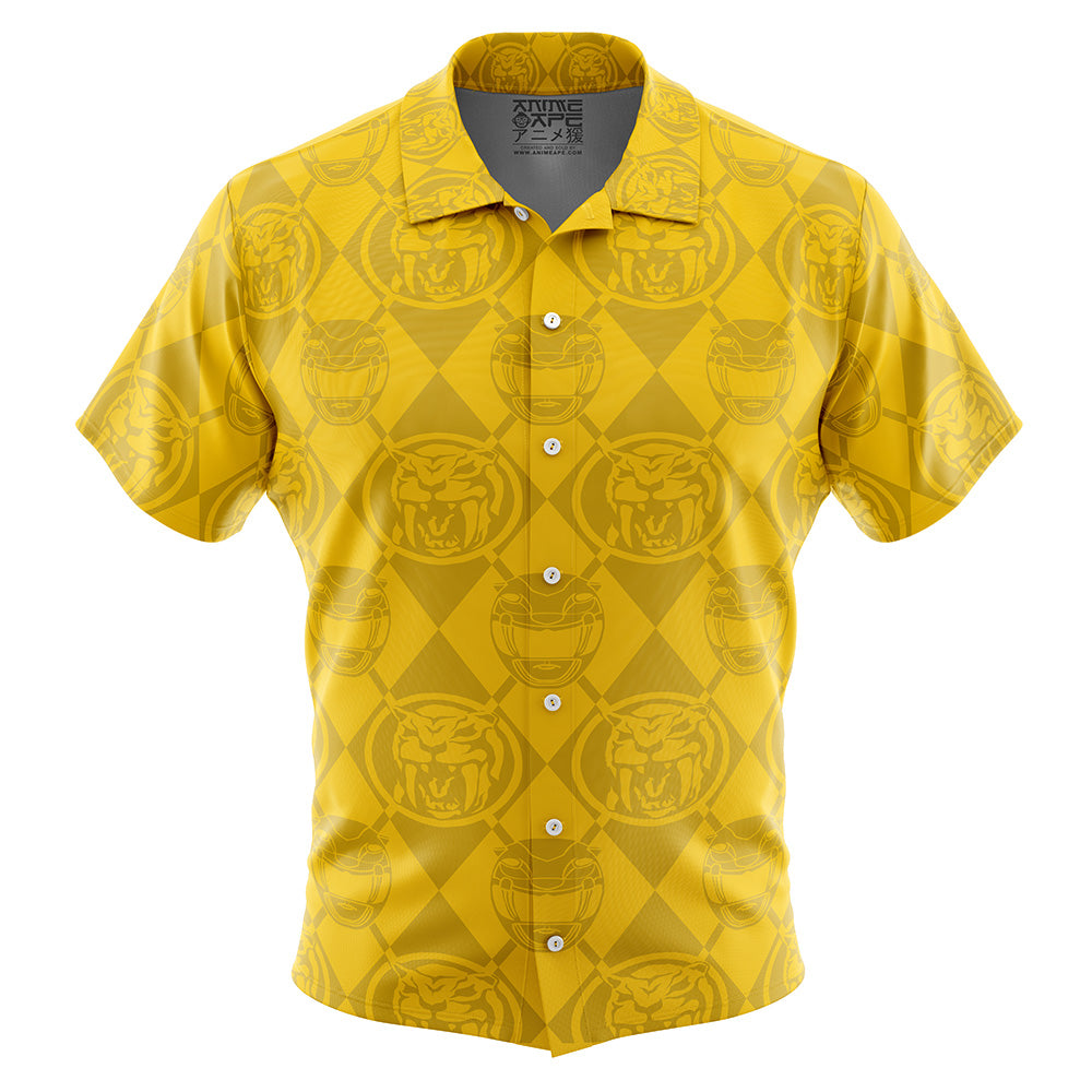 Yellow Ranger Pattern Power Rangers Button Up Hawaiian Shirt