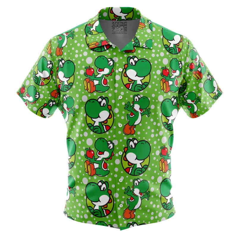 Yoshi Super Mario Bros Button Up Hawaiian Shirt