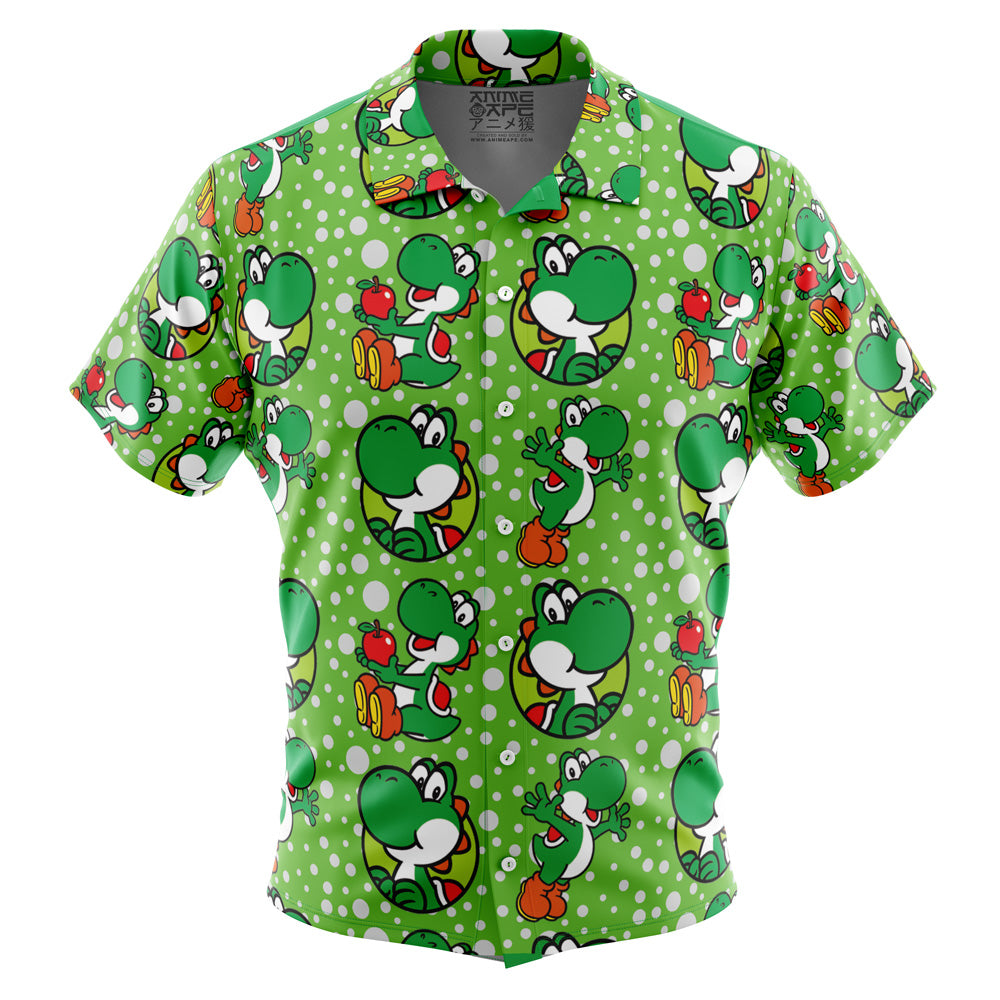 Yoshi Super Mario Bros Button Up Hawaiian Shirt