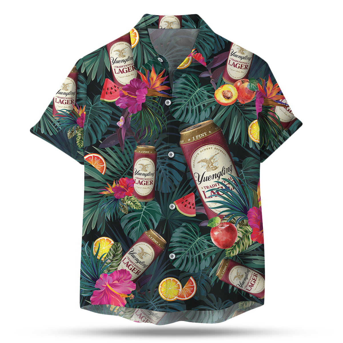 NoClaws Yuengling Hawaii Shirt Yuengling Lager Beer Fruits Tropical Aloha Shirt Green Unisex