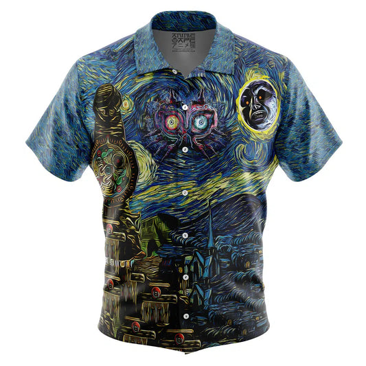 Zelda Majora’s Mask Starry Night Button Up Hawaiian Shirt