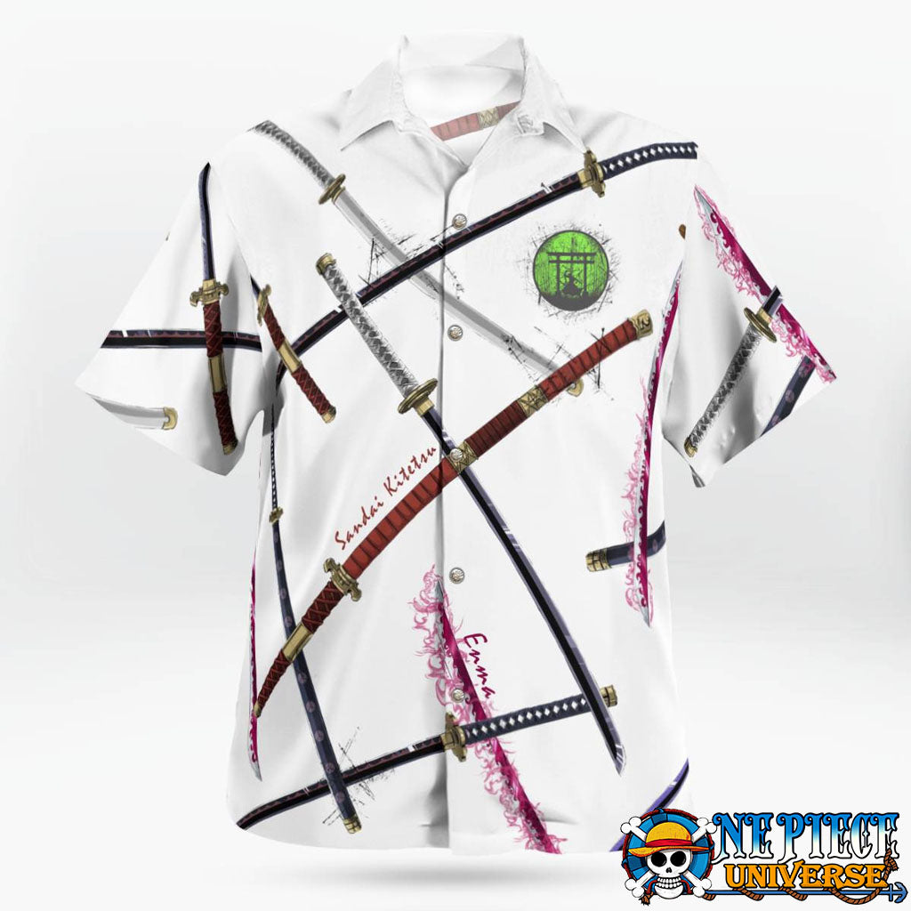 Zoro 4 Sword Style Hawaiian Shirt: Emma, Sandai, Shusui, Wado | One Piece Universe Store