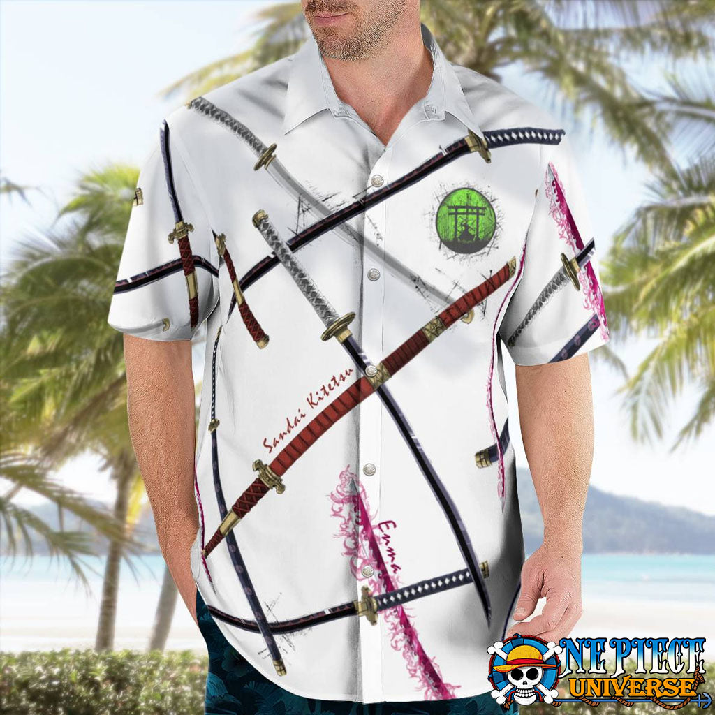 Zoro 4 Sword Style Hawaiian Shirt: Emma, Sandai, Shusui, Wado | One Piece Universe Store