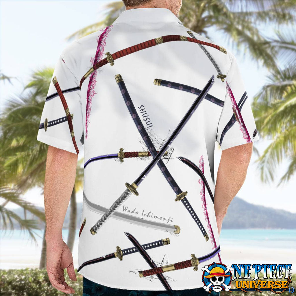 Zoro 4 Sword Style Hawaiian Shirt: Emma, Sandai, Shusui, Wado | One Piece Universe Store