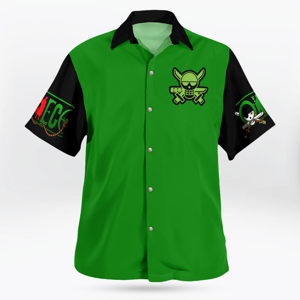 Zoro Jolly Roger Green Hawaiian Button up Men | One Piece Universe Store