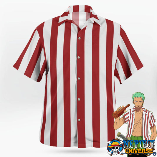 Roronoa Zoro Pre Timeskip Hawaiian Shirt Red Stripes | One Piece Universe Store