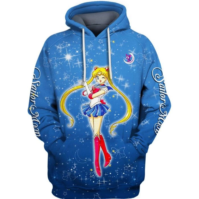 Sailor Moon Hoodie Sailor Moon Usagi Pose Hoodie Blue Unisex