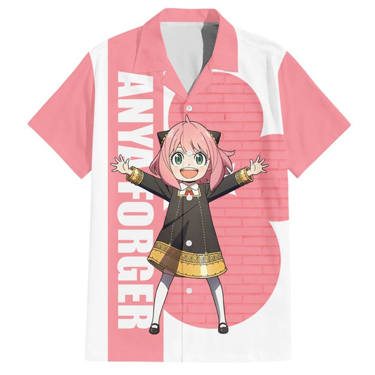 NoClaws NoClaws Spyxfamily Hawaii Shirt Spyxfamily Character Anya Forger Hawaiian Shirt White Pink Unisex