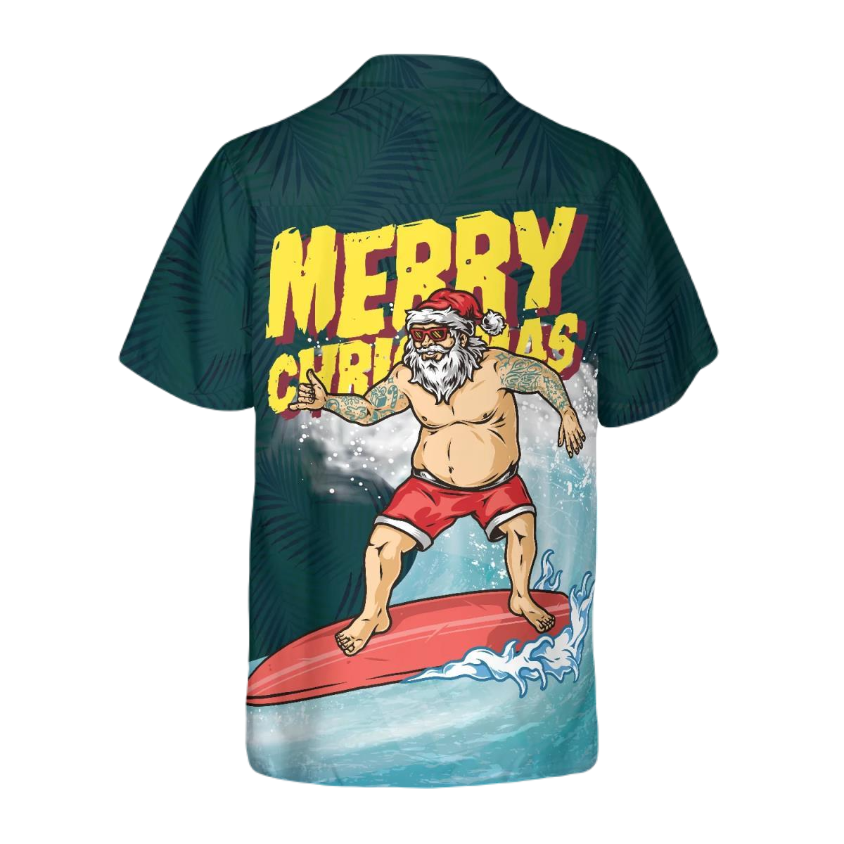 NoClaws Christmas Hawaii Shirt Surfing Santa Claus Merry Christmas Hawaiian Shirt Colorful Unisex