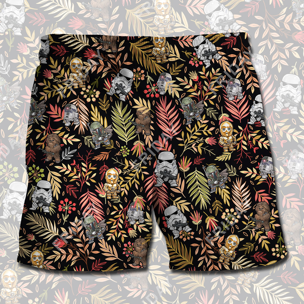 SW SHORT CHIBI TROOPER CHEWIE AND ROBOTS BEACH SHORT Amazing SW Beach Short