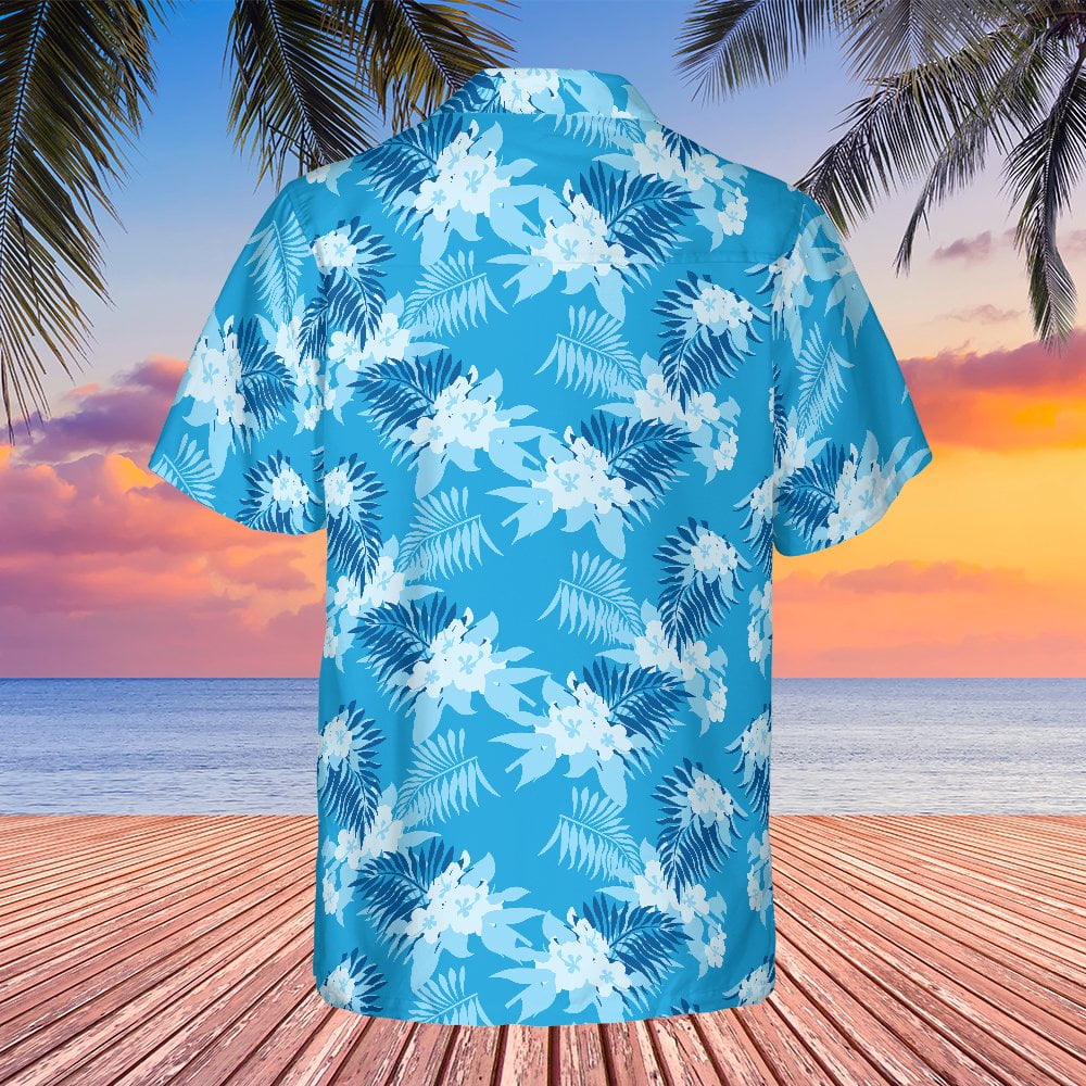 Grand Theft Auto San Andreas Tommy Vercetti Blue Floral Palm Tree Hawaiian Shirt - Tazila