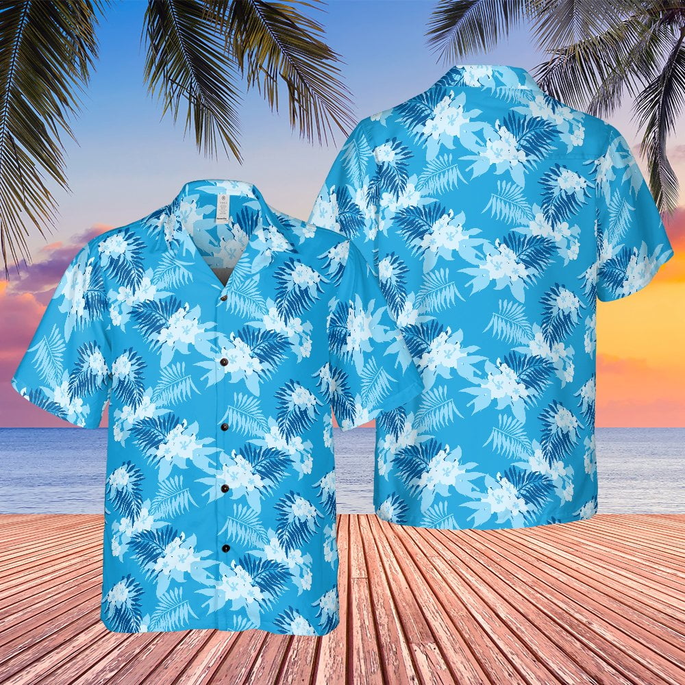 Grand Theft Auto San Andreas Tommy Vercetti Blue Floral Palm Tree Hawaiian Shirt - Tazila