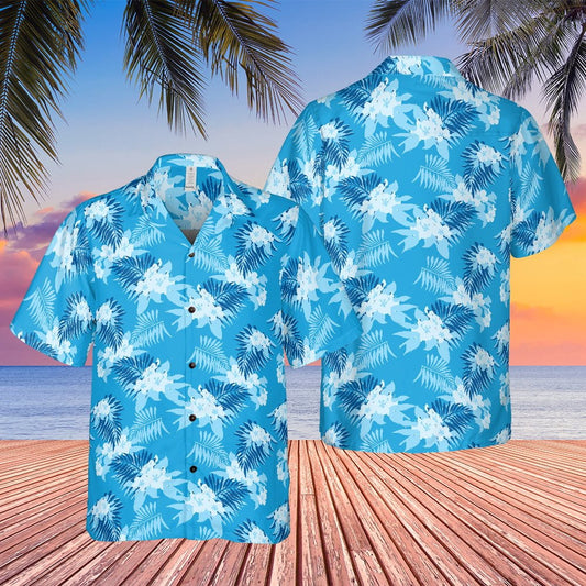 Grand Theft Auto San Andreas Tommy Vercetti Blue Floral Palm Tree Hawaiian Shirt - Tazila