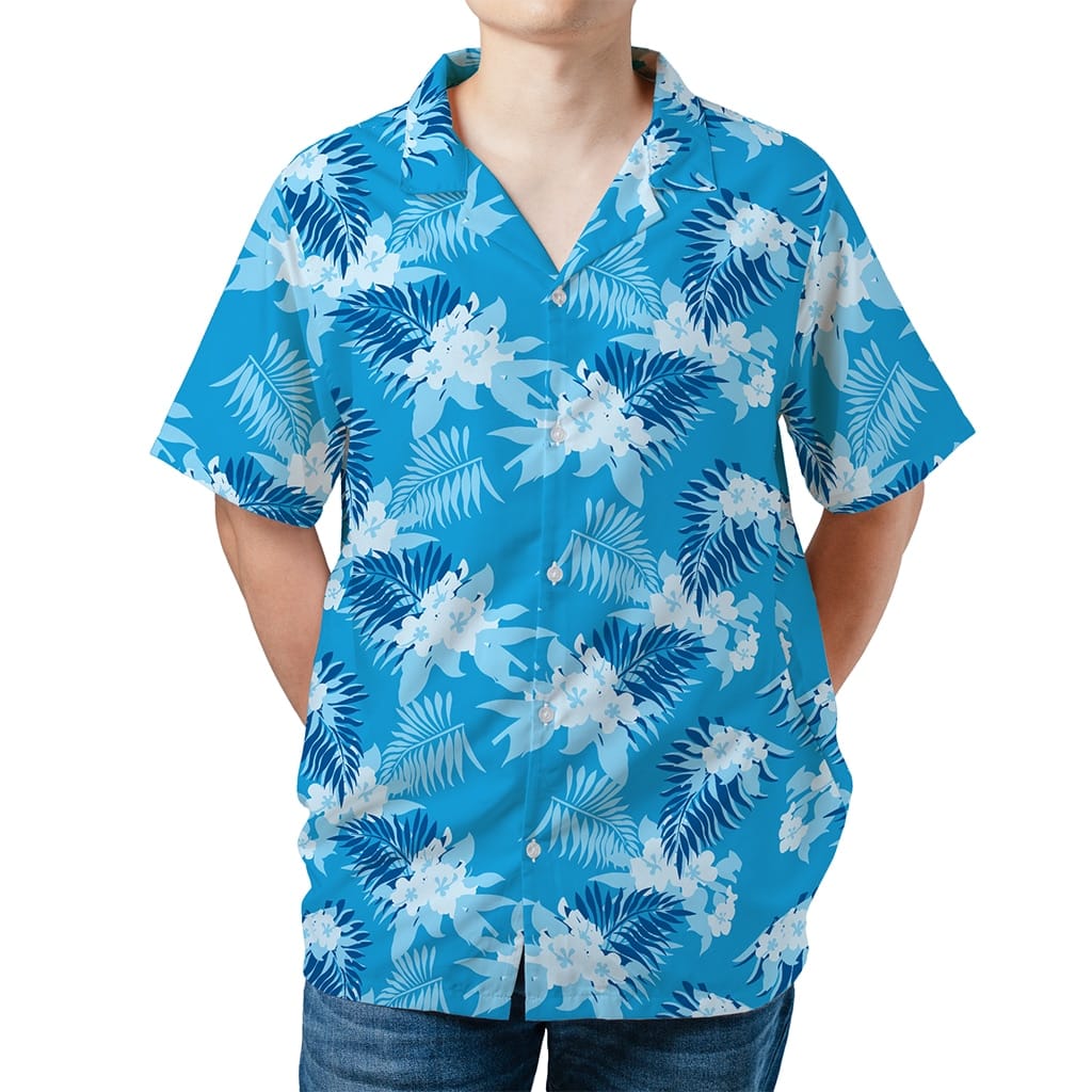 Grand Theft Auto San Andreas Tommy Vercetti Blue Floral Palm Tree Hawaiian Shirt - Tazila