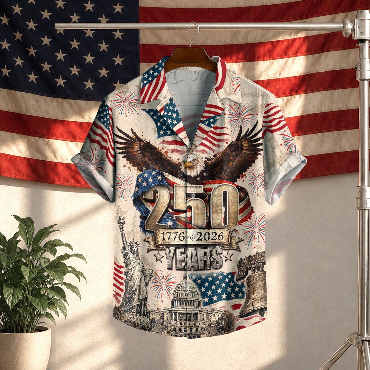 250 Years Of America 1776–2026 Eagle Edition Hawaiian Shirt - Patriotic Gift For Him