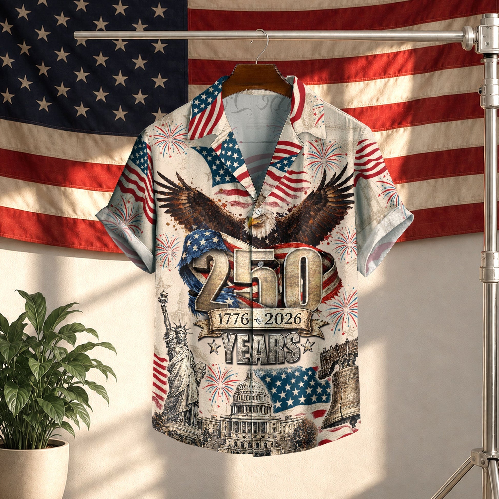 250 Years Of America 1776–2026 Eagle Edition Hawaiian Shirt - Patriotic Gift For Him