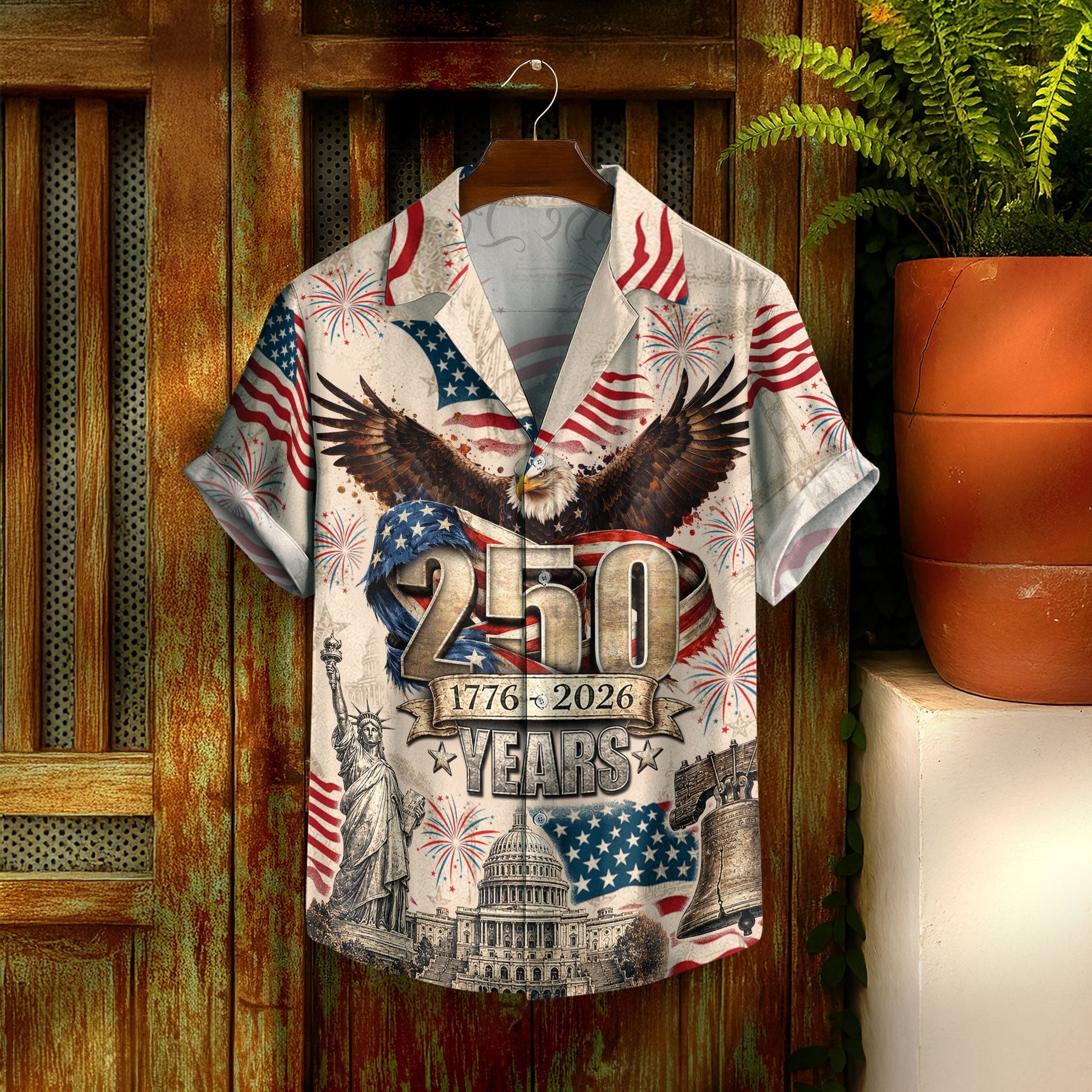 250 Years Of America 1776–2026 Eagle Edition Hawaiian Shirt - Patriotic Gift For Him